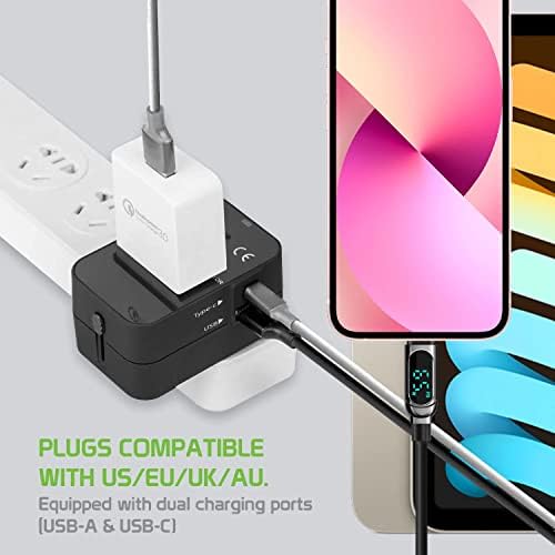 Utazási USB Plus Nemzetközi Adapter Kompatibilis LG Q710ULM a Világszerte Teljesítmény, 3 USB-Eszközök c típus, USB-A Közötti