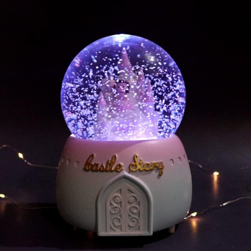 CSODA, hogy NEKEM Kreatív Fények Úszó Hópelyhek Be A Turn Kastély Hercegnő Üveg Crystal Ball Music Box Szülinapi Ajándék (Szín : Fekete-JoJo