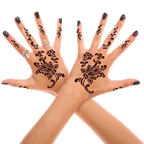 Tetoválás Stencil Sablon(12 Lap), Konsait Újrafelhasználható Henna Kezét Ideiglenes Tetoválás Készlet, Arab, Indiai, Öntapadós Tetoválás