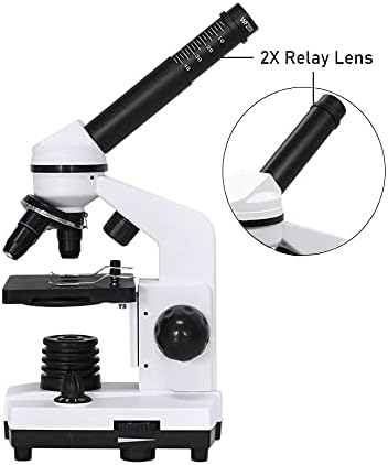 FGUIKZ Szakmai Biológiai Mikroszkóp Összetett LED Monokuláris Tanulói Mikroszkóp Biológiai Kutatás Okostelefon Adapter 40X-1600X