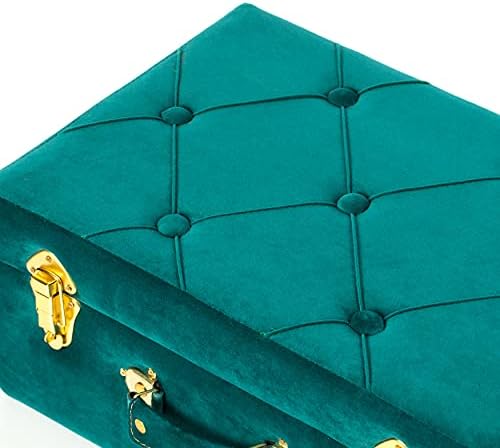 Vintiquewise Dekoratív Tűzött Bársony Bőrönd kincsesláda Set, 2, Zöld