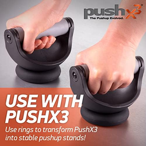 PushX3, Az Eredeti Lekerekített Alsó Pushup Kezeli, magában Foglalja magában foglalja a két (2) PushX3 Stabilizáló Gyűrű Átalakítani