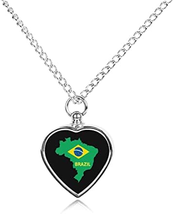 Brazília Térkép Zászló Női Emlékmű Szív Alakú Urna, Medál, Nyaklánc, Szuvenír Ékszerek Kisállat Kutya Macska Hamu