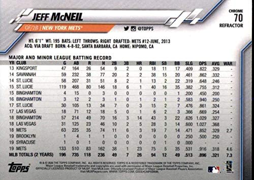 2020 Topps Chrome Szépia Refraktor 70 Jeff McNeil New York Mets MLB Baseball Trading Card