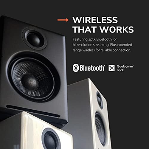 Audioengine A2+ Plus Motoros Bluetooth-Hangszórók, valamint DS1M Fém Asztali Hangszóró Áll Csomag (Fekete)
