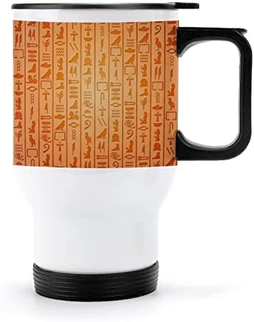 Az egyiptomi Hieroglifák 14 Oz Utazási Bögre Rozsdamentes Acél Vákuum Szigetelt Csésze Fedő