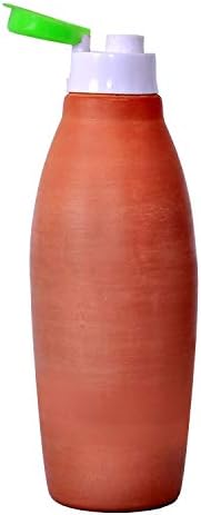 Odishabazaar Kézzel gyártott Agyag Terrakotta/Mázatlan Agyag Víz Üveg 1000ml Egészségügyi Ellátások