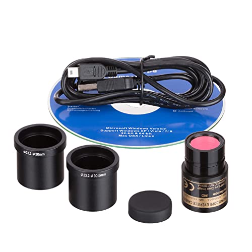 AmScope - 40X-2500X LED Digitális Binokuláris Összetett Mikroszkóp 3D Színpadi + 0.3 MP USB Kamera