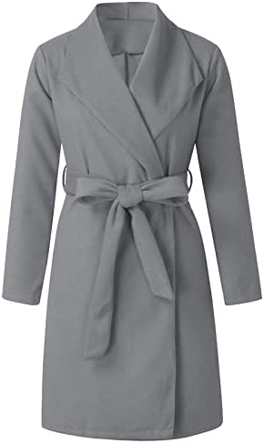 Női Őszi Téli Ál Gyapjú Elegáns Kabát Gallér, Hajtóka Nyitva Mellű Árok Kabát, Vékony, Hosszú Borsó Kabát Kabát Outwear
