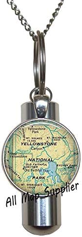 AllMapsupplier Divat Hamvasztás Urna Nyaklánc Yellowstone Nemzeti Park térkép Hamvasztás Urna Nyaklánc,Yellowstone térkép Hamvasztás