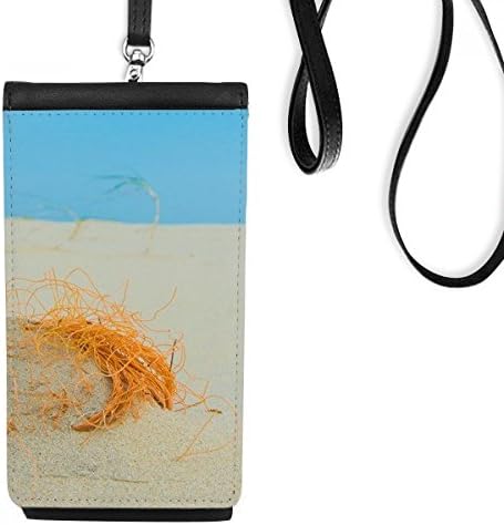 Óceán Homokos Strand Narancssárga Vonal A Kép Phone Wallet Pénztárca Lóg Mobil Tok Fekete Zseb