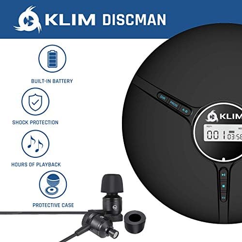 KLIM Discman Hordozható CD-Lejátszó, Beépített Akkumulátor Ideális Autó CD Lejátszó, valamint Blaze Újratölthető, Vezeték nélküli Gaming