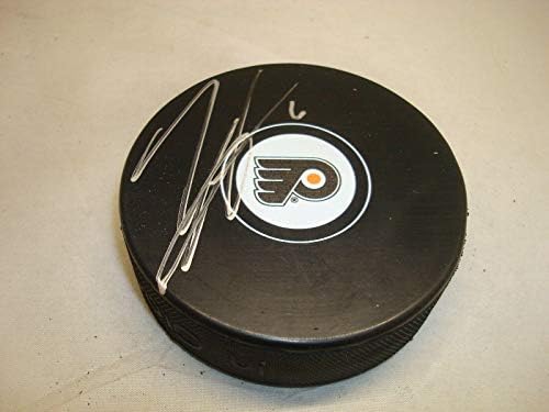 Travis Sanheim Aláírt Philadelphia Flyers Jégkorong Dedikált 1A - Dedikált NHL Korong