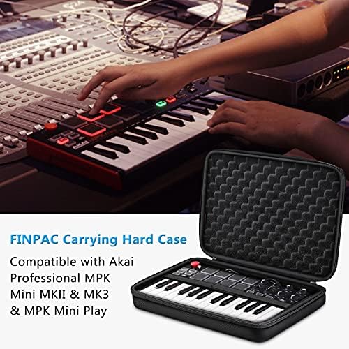 FINPAC Félig Kemény hordtáska az AKAI Professional MPK Mini MKII & MK3 & MPK Mini Play | Alesis V Mini 25-Kulcs USB-s MIDI Billentyűzet
