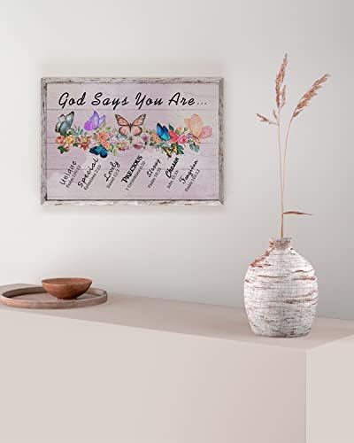 LIFVEAN Isten azt Mondja, Keresztény Wall Art - Office Fali Dekor, a Nők, a Bibliát Vallási Wall Art - Rózsaszín Pillangó Vászon Plakátok -