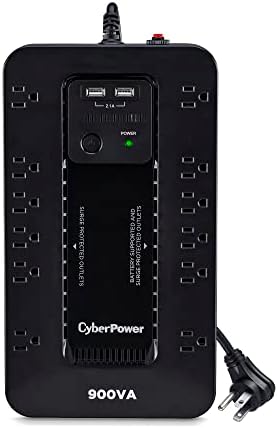 CyberPower ST900U Készenléti UPS-Rendszer, 900VA/500W, 12 Üzletek, 2 USB Töltő Port, Kompakt, Fekete