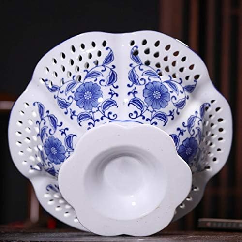 IOLMNG Kerámia Kínai Kék-Fehér Porcelán Víz gyümölcstál Szárított Gyümölcs Kosár Kreatív lakberendezési Dísztárgyak (Méret : Közepes)
