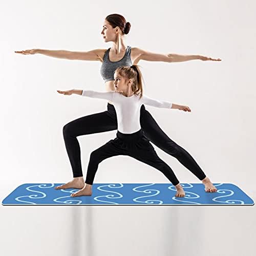 Vastag, Csúszásmentes Gyakorlat & Fitness 1/4 jóga szőnyeg Kék Hullám Nyomtatás Jóga Pilates & Emelet Fitness Edzés (61x183cm)