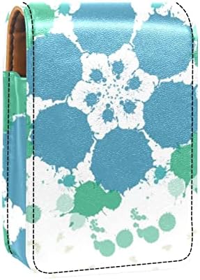 ORYUEKAN Rúzst a Tükör Aranyos Hordozható Smink Táska Kozmetikai Táska, Vintage Kék Virág Virágos Művészi Modern