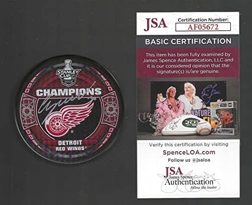 Chris Osgood Aláírt Detroit Red Wings 2008 Stanley-Kupa Bajnokok Korong SZÖVETSÉG COA - Dedikált NHL Korong