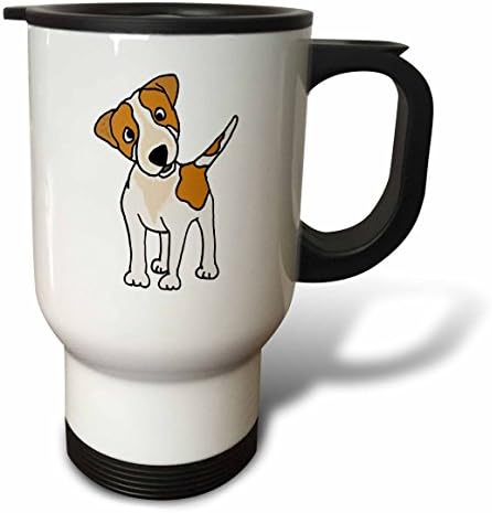 3dRose Vicces Jack Russell Terrier Eredeti Művészeti Rajzfilm Utazási Bögre, 14 oz, Fehér