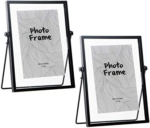 XIAOHONG 2 Csomag 4x6 Fém Lebegő Üveg Képkeret, Fém Állványon (Függőleges), Egyszerű Fém Geometriai Kép a Fotók, Művészeti, Asztali Kijelző