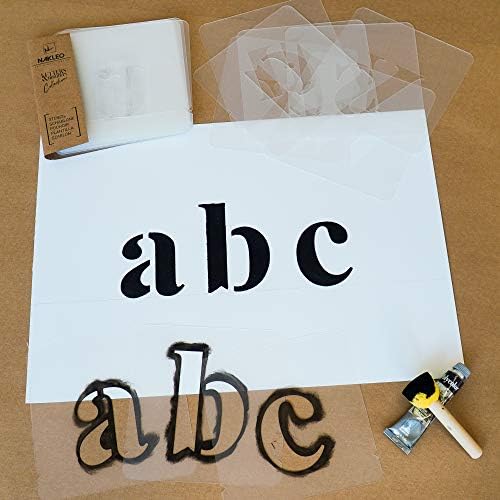 Újrahasznosítható Műanyag Fal Stencil // 100 mm // Times Roman Betűk // 42 Lap Teljes kisbetűs Abc Betűk Sablon