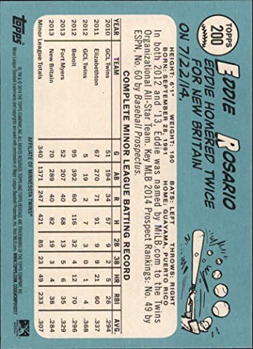 2014 Topps Örökség Kiskorúak 200 Eddie Rosario RC Újonc MLB Baseball Trading Card