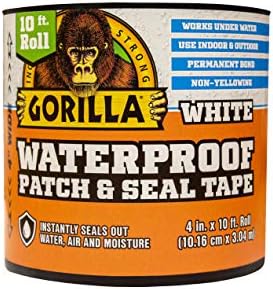 Gorilla Vízhatlan Tapasz & Seal Szalag, 4 x 10', Fehér (Csomag 1) & Minden Időjárási Kültéri Vízálló Ragasztó Szalag, UV Hőmérsékletnek