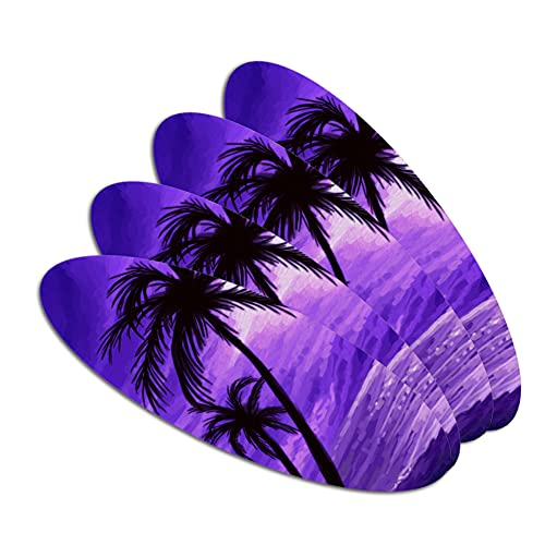 Lila Sunset Beach Palm Tree Hawaii Paradicsom Kétoldalas Ovális Körömreszelő Emery Tábla Set 4 Pack