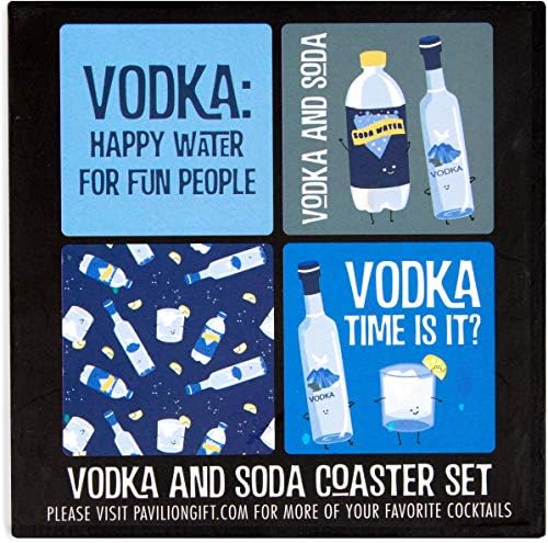 Pavilion Ajándék Cég Vodka & Soda Hangulat, Minta Karakter Jogosultja 4 (4 Darab) Poháralátét Szett Dobozban, 4 es Négyzet, Többszínű